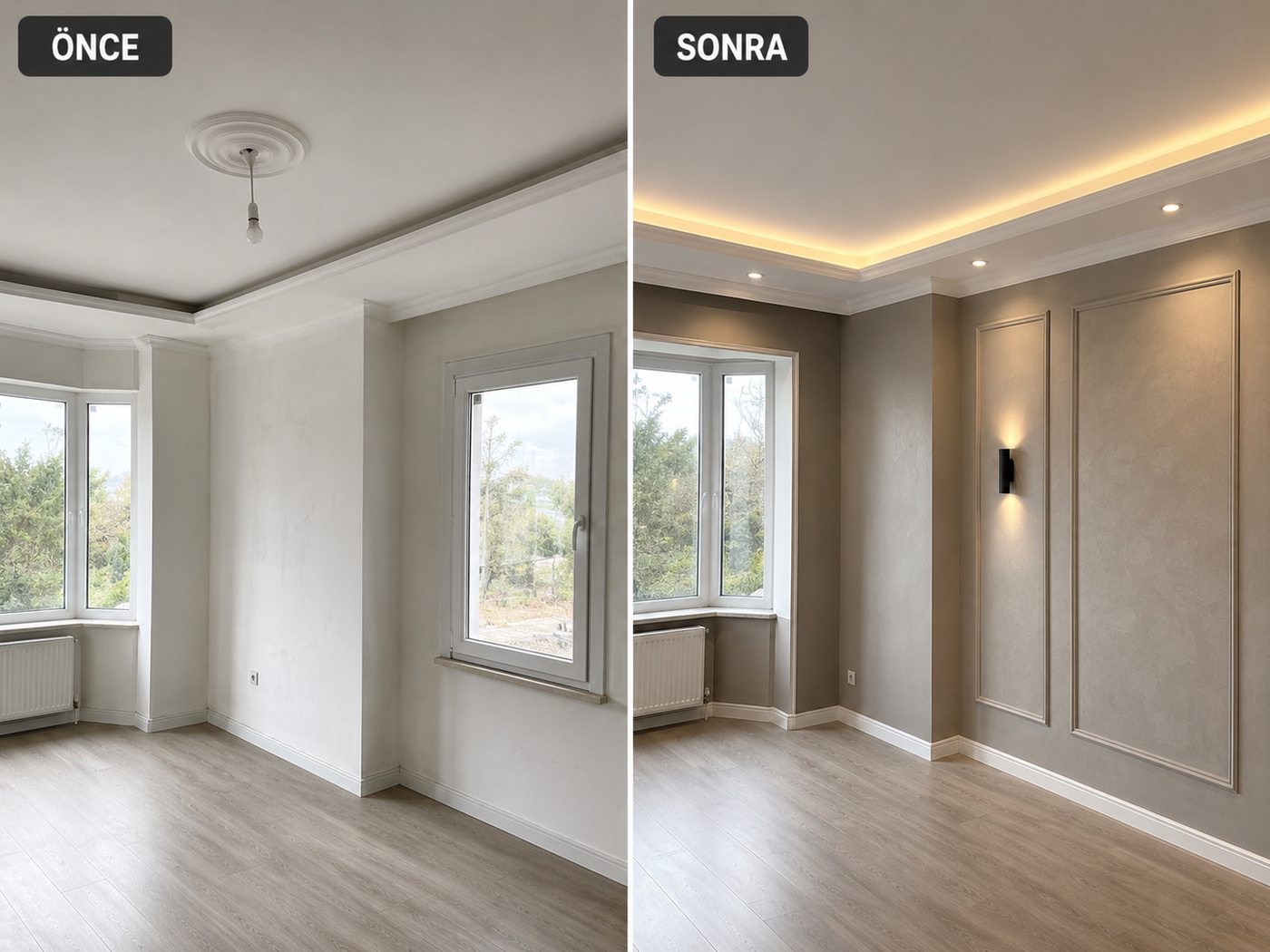 Ödemiş iç cephe boya öncesi ve sonrası